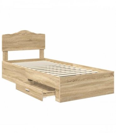 vidaXL Bed Frame with Drawer Sonoma Oak 90 x 200 cm Engineered Wood
