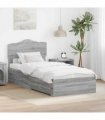 vidaXL Bed Frame with Drawer Grey Sonoma 90 x 200 cm Engineered Wood