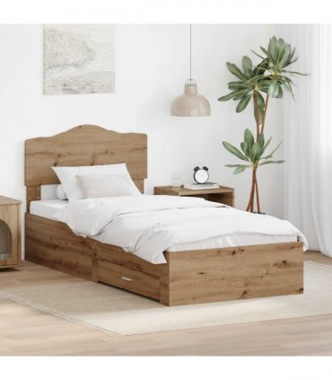 vidaXL Bed Frame with Drawer Artisan Oak 90 x 200 cm Engineered Wood