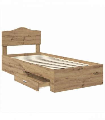 vidaXL Bed Frame with Drawer Artisan Oak 90 x 200 cm Engineered Wood