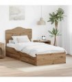 vidaXL Bed Frame with Drawer Artisan Oak 90 x 190 cm Engineered Wood