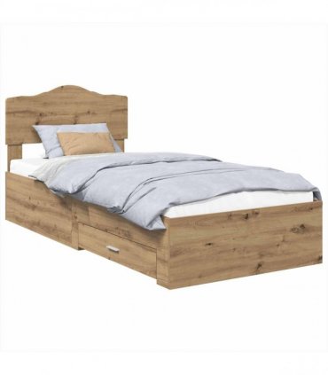 vidaXL Bed Frame with Drawer Artisan Oak 90 x 190 cm Engineered Wood