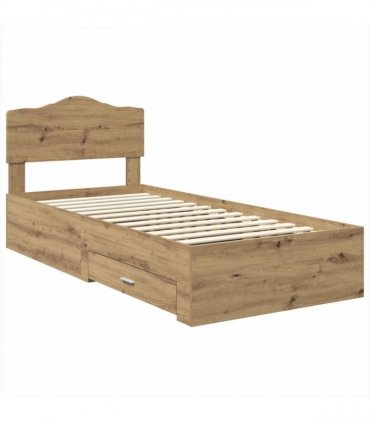 vidaXL Bed Frame with Drawer Artisan Oak 90 x 190 cm Engineered Wood