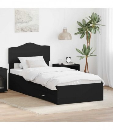 vidaXL Bed Frame with Drawer Black 70 x 190 cm Engineered Wood