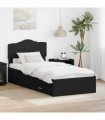 vidaXL Bed Frame with Drawer Black 70 x 190 cm Engineered Wood