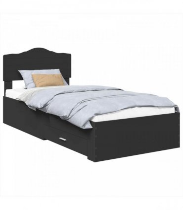 vidaXL Bed Frame with Drawer Black 70 x 190 cm Engineered Wood