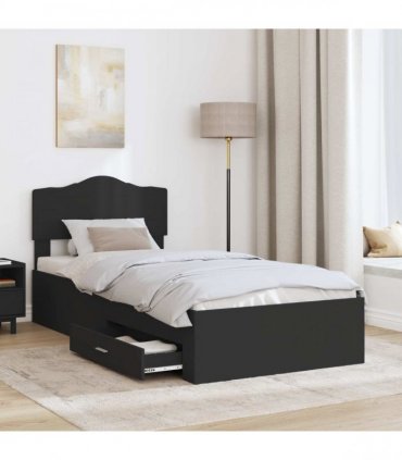 vidaXL Bed Frame with Drawer Black 70 x 190 cm Engineered Wood