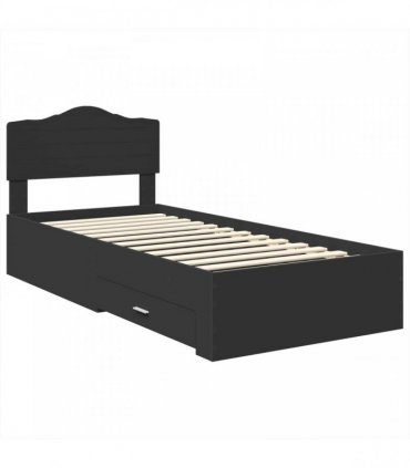 vidaXL Bed Frame with Drawer Black 70 x 190 cm Engineered Wood