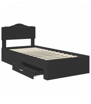 vidaXL Bed Frame with Drawer Black 70 x 190 cm Engineered Wood