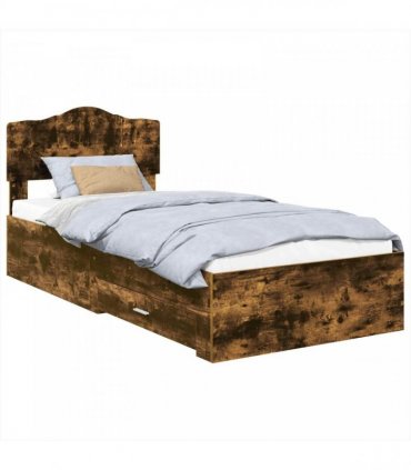 vidaXL Bed Frame with Drawer Smoked Oak 70 x 190 cm Engineered Wood