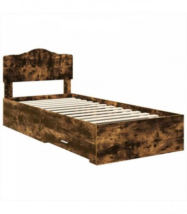 vidaXL Bed Frame with Drawer Smoked Oak 70 x 190 cm Engineered Wood