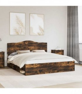 vidaXL Bed Frame Smoked Oak 200 x 200 cm Solid Pine Wood