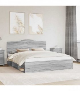 vidaXL Bed Frame Grey Sonoma 200 x 200 cm Solid Pine Wood