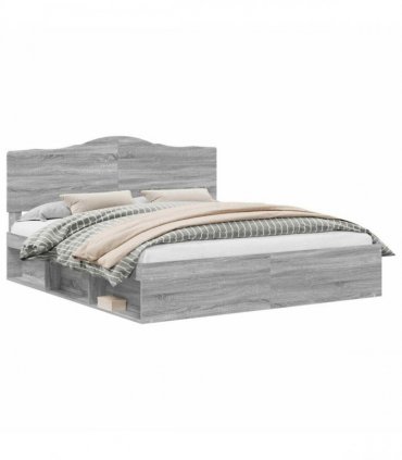 vidaXL Bed Frame Grey Sonoma 200 x 200 cm Solid Pine Wood