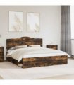 vidaXL Bed Frame Smoked Oak 180 x 200 cm Solid Pine Wood