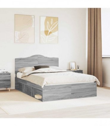 vidaXL Bed Frame Grey Sonoma 160 x 200 cm Solid Pine Wood