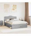 vidaXL Bed Frame Grey Sonoma 150 x 200 cm Solid Pine Wood