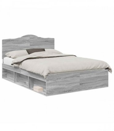 vidaXL Bed Frame Grey Sonoma 150 x 200 cm Solid Pine Wood