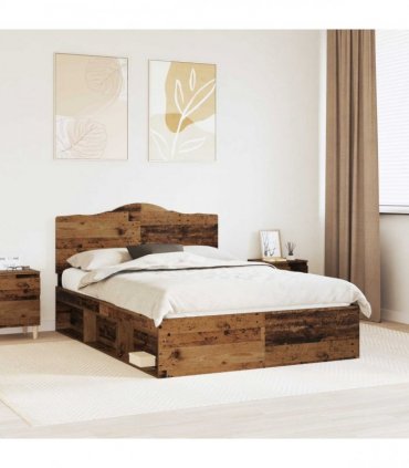 vidaXL Bed Frame with Headboard Old Wood 150 x 200 cm Solid Pine Wood