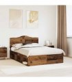 vidaXL Bed Frame with Headboard Old Wood 150 x 200 cm Solid Pine Wood