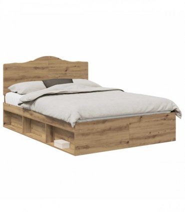 vidaXL Bed Frame Artisan Oak 150 x 200 cm Solid Pine Wood