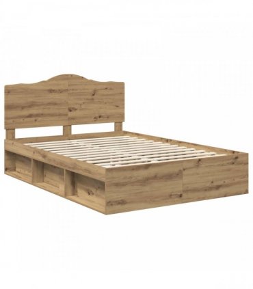 vidaXL Bed Frame Artisan Oak 150 x 200 cm Solid Pine Wood