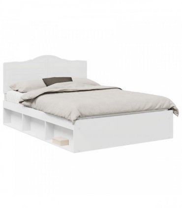 vidaXL Bed Frame with Headboard White 140 x 190 cm Solid Pine Wood