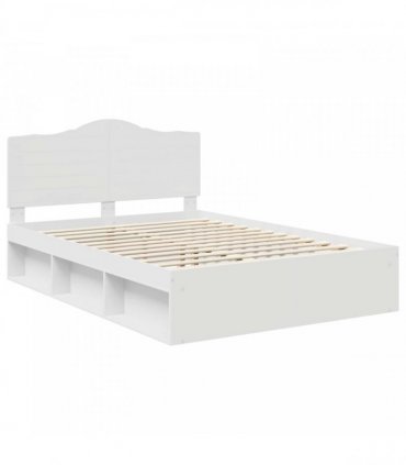 vidaXL Bed Frame with Headboard White 140 x 190 cm Solid Pine Wood