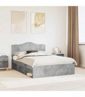 vidaXL Bed Frame Concrete Grey 140 x 190 cm Solid Pine Wood