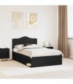 vidaXL Bed Frame with Headboard Black 135 x 190 cm Solid Pine Wood