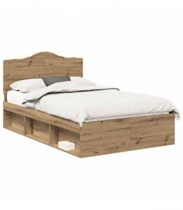 vidaXL Bed Frame Artisian Oak 120 x 200 cm Solid Pine Wood