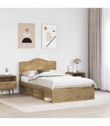vidaXL Bed Frame Artisian Oak 120 x 200 cm Solid Pine Wood