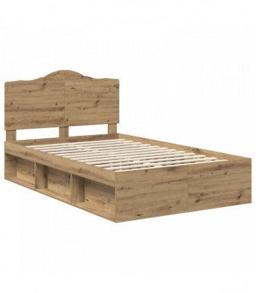 vidaXL Bed Frame Artisian Oak 120 x 200 cm Solid Pine Wood