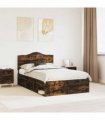 vidaXL Bed Frame Smoked Oak 120 x 190 cm Solid Pine Wood