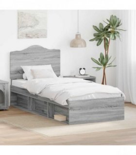 vidaXL Bed Frame Grey Sonoma 100 x 200 cm Solid Pine Wood