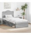 vidaXL Bed Frame Grey Sonoma 100 x 200 cm Solid Pine Wood