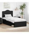 vidaXL Bed Frame with Headboard Black 75 x 190 cm Solid Pine Wood