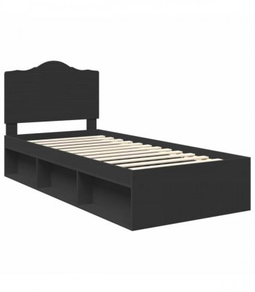 vidaXL Bed Frame with Headboard Black 75 x 190 cm Solid Pine Wood