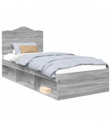 vidaXL Bed Frame Grey Sonoma 75 x 190 cm Solid Pine Wood