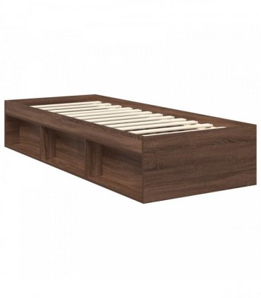 vidaXL Bed Frame with Headboard Brown Oak 75 x 190 cm Solid Pine Wood
