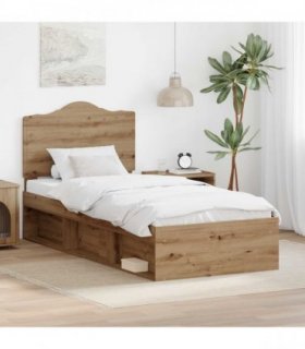 vidaXL Bed Frame Artisan Oak 75 x 190 cm Solid Pine Wood
