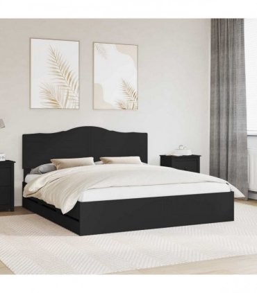 vidaXL Bed Frame with Drawer Black 200 x 200 cm Engineer Wood