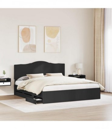 vidaXL Bed Frame with Drawer Black 200 x 200 cm Engineer Wood