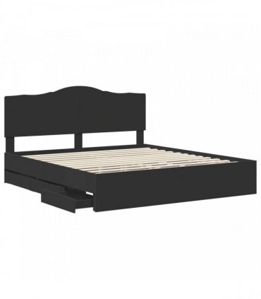 vidaXL Bed Frame with Drawer Black 200 x 200 cm Engineer Wood