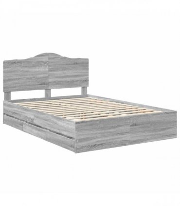 vidaXL Bed Frame with Drawer Grey Sonoma 160 x 200 cm Engineer Wood