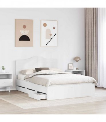 vidaXL Bed Frame with Drawer White 140 x 190 cm Engineer Wood