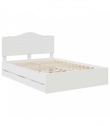 vidaXL Bed Frame with Drawer White 140 x 190 cm Engineer Wood
