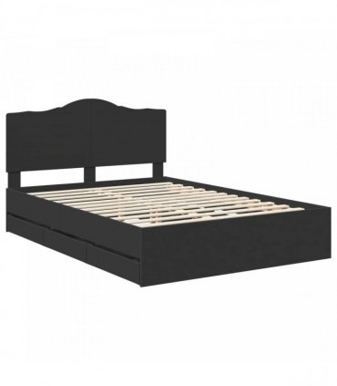 vidaXL Bed Frame with Drawer Black 140 x 190 cm Engineer Wood