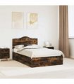 vidaXL Bed Frame with Drawer Smoked Oak 135 x 190 cm Engineer Wood