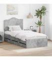 vidaXL Bed Frame with Drawer Concrete Grey 90 x 200 cm Engineer Wood
